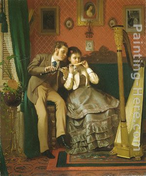 The Music Lesson painting - John George Brown The Music Lesson art painting
